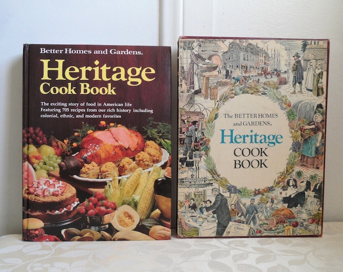 Better Homes and Gardens "Heritage Cookbook" with Box, 1975 Hardcover First Edition Eighth Printing