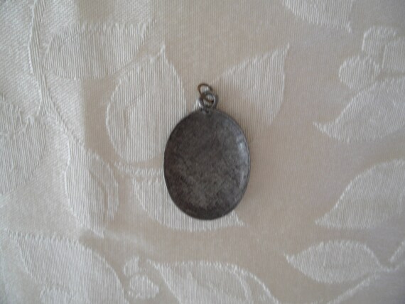 Vintage  Floral Design Pewter Pendant - image 5