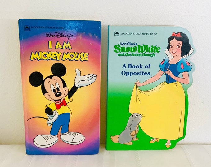 Walt Disney’s Snow White and the Seven Dwarfs A Book of Opposites and I Am Mickey Mouse A Golden Sturdy Books Set of 2