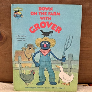Vintage 1980 Down on the Farm with Grover Sesame Street Children&#39;s Book