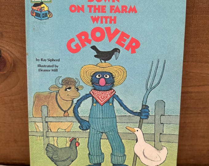 Vintage 1980 Down on the Farm with Grover Sesame Street Children's Book