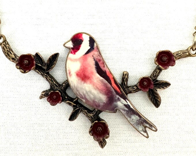 Bronze Tone Bird Floral Necklace