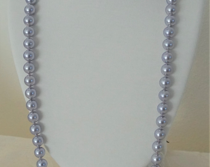 Joan Rivers Silver Gray Faux Pearl Hand Knotted Necklace