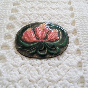 Gorgeous Glazed Enamel Flower Vintage Brooch Pin