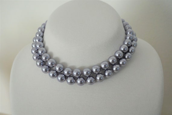 Joan Rivers Silver Gray Faux Pearl Hand Knotted N… - image 2