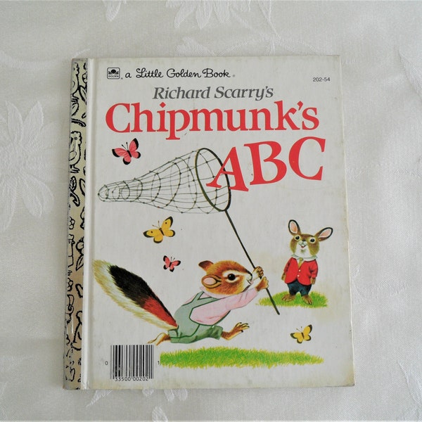 Richard Scarry's Chipmunk's ABC - Little Golden Book (Hardcover) 202-54, Vintage Childs Book