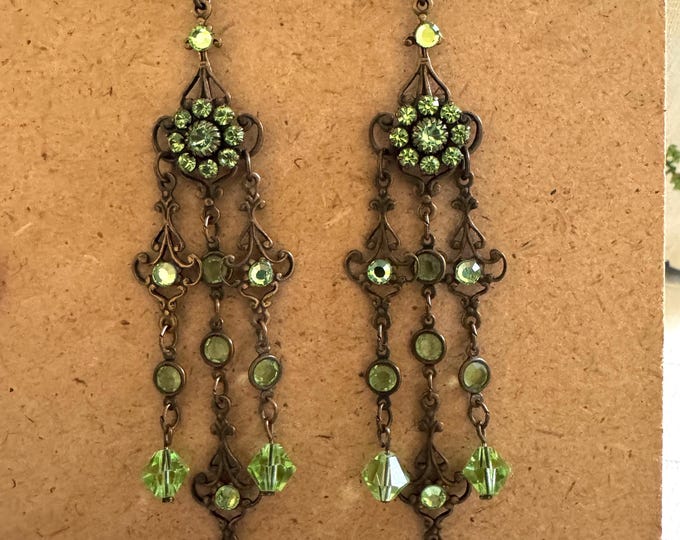 Vintage Green Chandelier Earrings