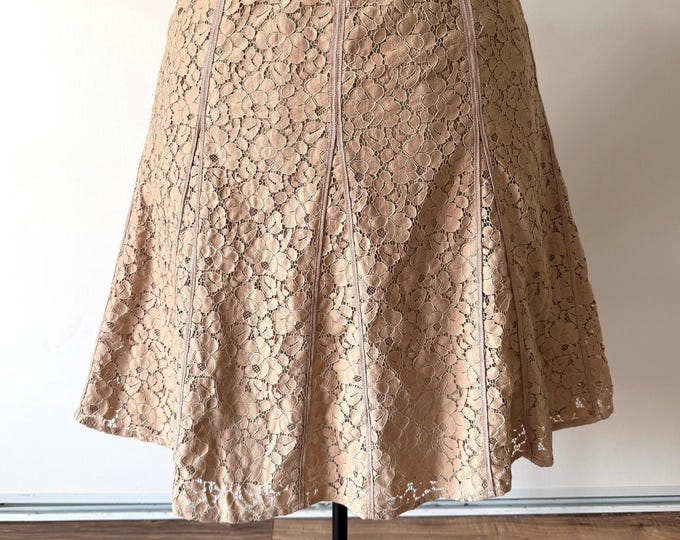 Liz Claiborne Axcess Beige Cotton Floral Mesh Lace Skirt Size 4