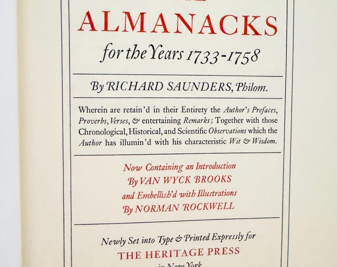 Norman Rockwell Illustrated Poor Richard's Almanacks Etc. hb book w/sleeve Richard Saunders Heritage Press Large Book Hardcover 1964