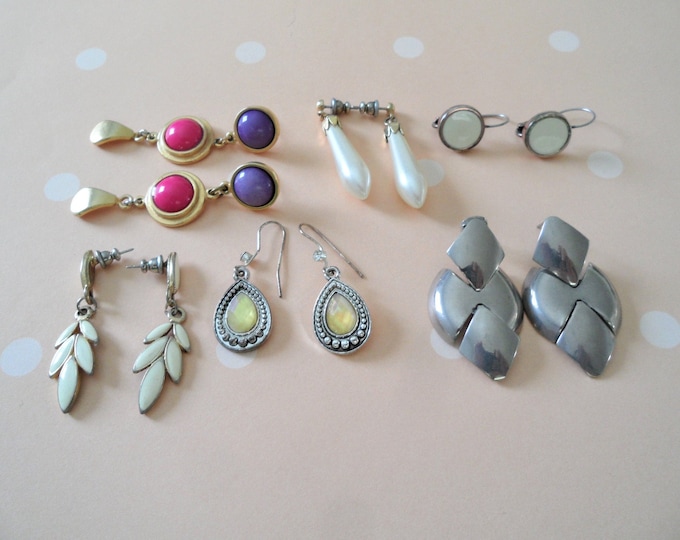 Vintage Pierced Earrings lot 6 Pairs