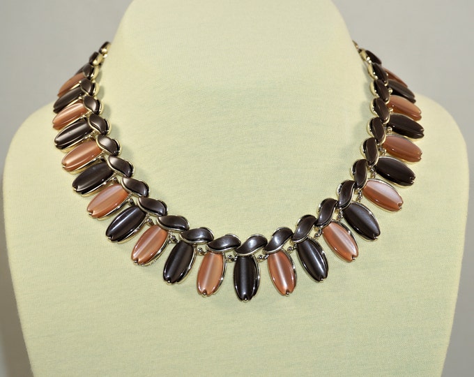 Vintage Lisner Gold, Tan and Brown Choker Necklace