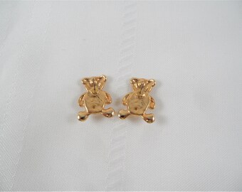 Cute Gold Tone Faux Pearl Teddy Bear Post Earrings - Etsy Vintage Teddy Bear Earrings with Pearl Post - EUC 🧸 main image 1