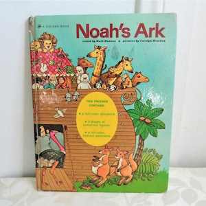 Noah&#39;s Ark ~ Ruth Hannon/ Bracken ~ RARE Vintage Children&#39;s BIG Golden Book