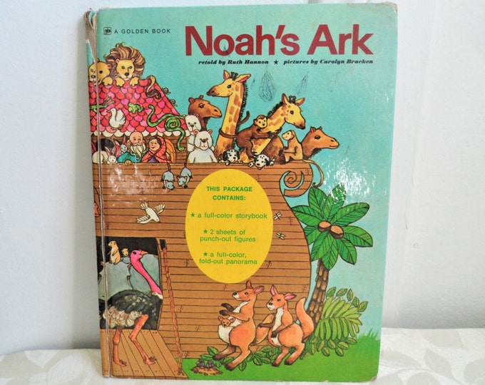 Noah's Ark ~ Ruth Hannon/ Bracken ~ RARE Vintage Children's BIG Golden Book