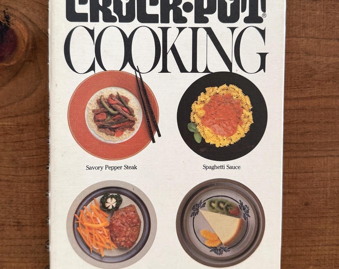 Vintage Cookbook Rival Crock Pot Cooking 1975 Slow Cooker Recipe Book Crockpot Kitchen Spiral Bound