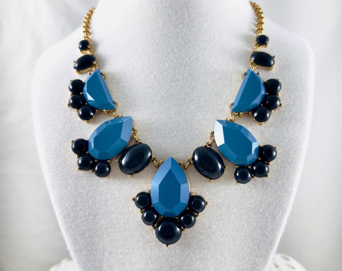 Kate Spade Day Tripper Bib Necklace Navy Blue Statement Chunky