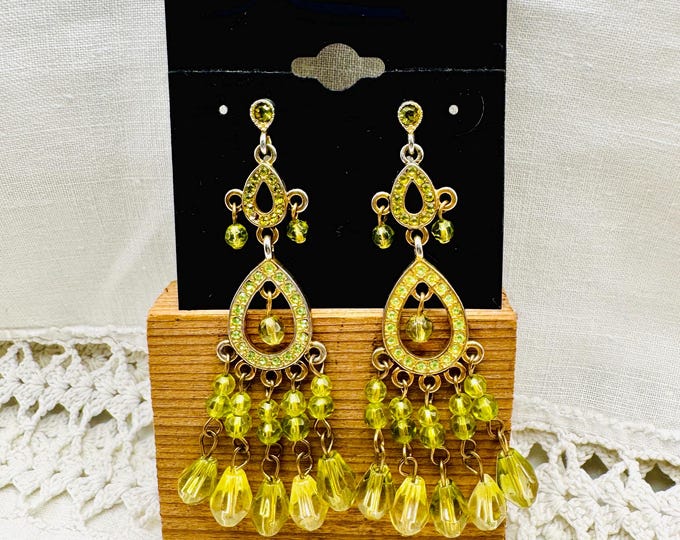 Vintage Olive Green Chandelier Earrings