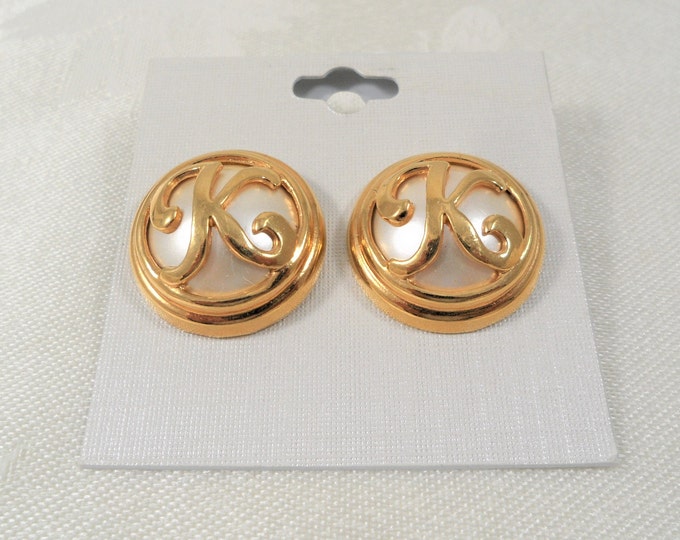 Vintage K initial gold earrings