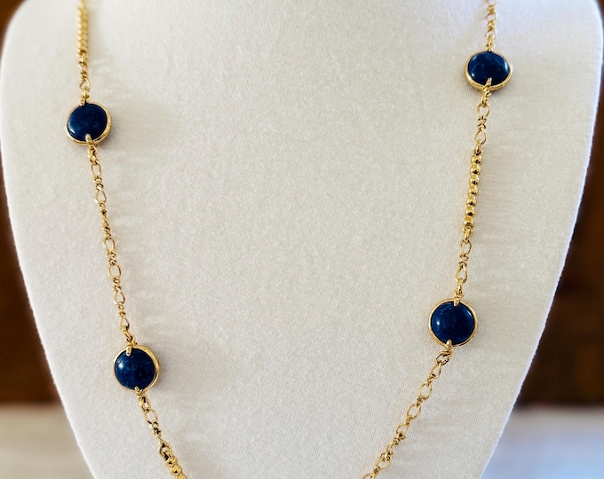 Talbots Lapis Long Chain Necklace