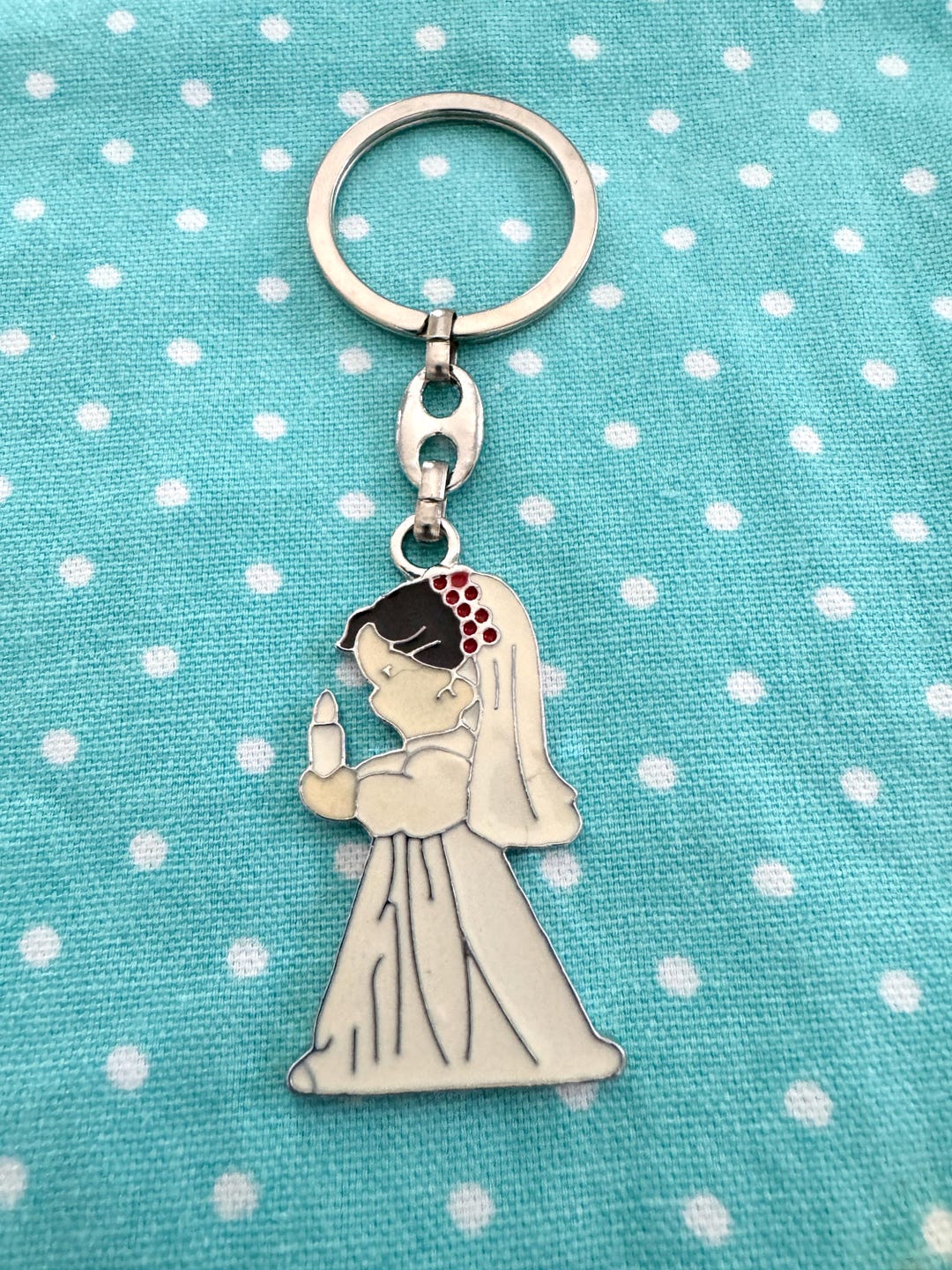 Enameled Girl Holy Communion Keychain - Etsy
