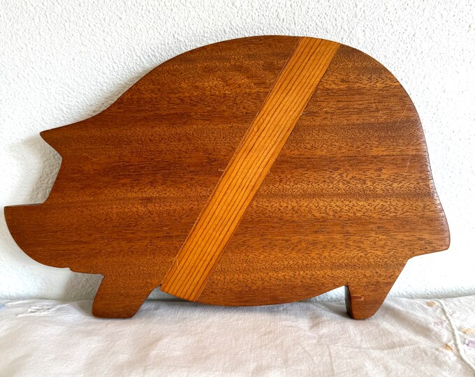 Vintage Wooden Pig Shape Figurine