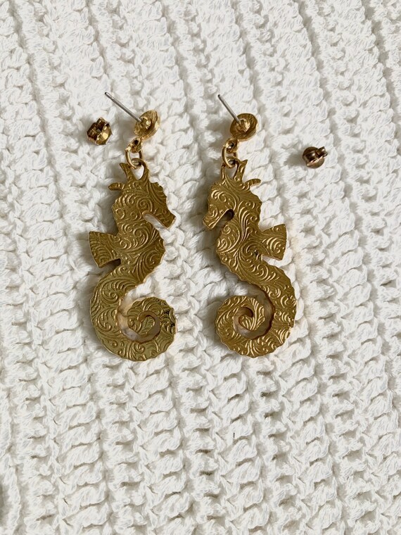 Gorgeous Blue Enameled Clear Crystals Seahorse Da… - image 5