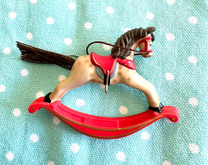 Vintage Hallmark Cards Christmas Rocking Horse Pin