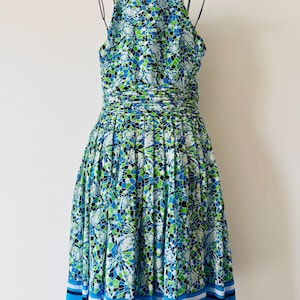 Evan Picone Petites Blue Halter Neck Floral Fit and Flare Dress Size 10