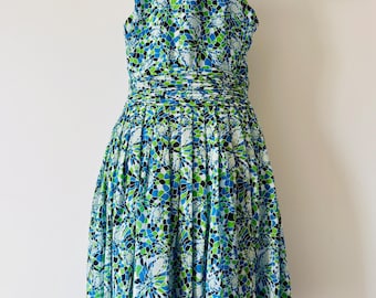 Evan Picone Petites Blue Halter Neck Floral Fit and Flare Dress Size 10