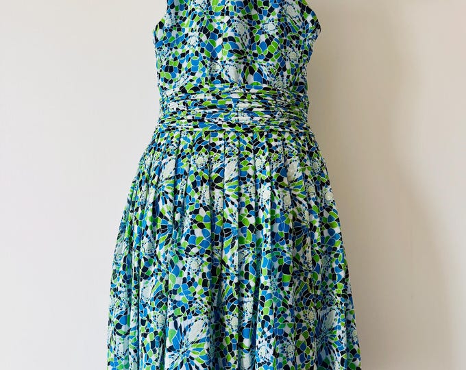 Evan Picone Petites Blue Halter Neck Floral Fit and Flare Dress Size 10