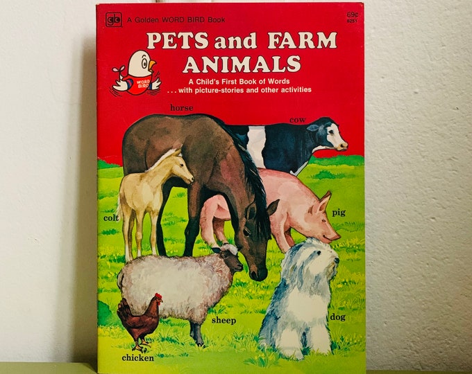 Pets and Farm Animals A Golden Word Bird Book Paperback 1970s
