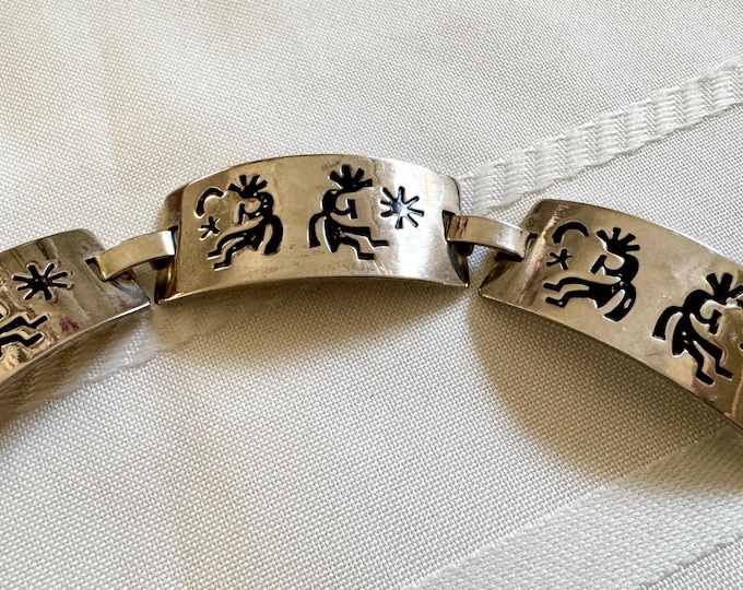 Sterling Silver .925 Cuff Bracelet Kokopelli Dancers