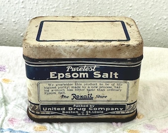 Epsom Salt Tin Vintage United Drug Rexall