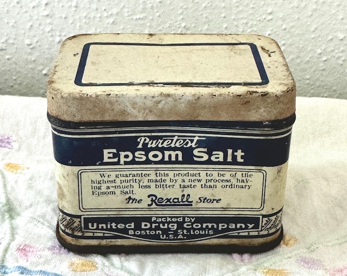 Epsom Salt Tin Vintage United Drug Rexall