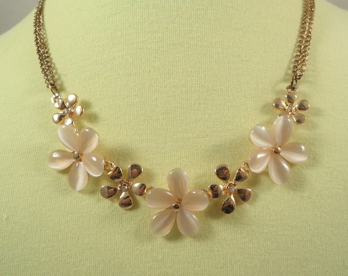 Gold Tone Pastel Floral Choker Necklace
