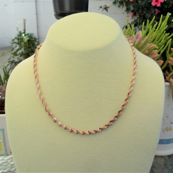 Stamped FAS 925 ITALY Sterling Silver 2 Tone 18" Twisted Chain