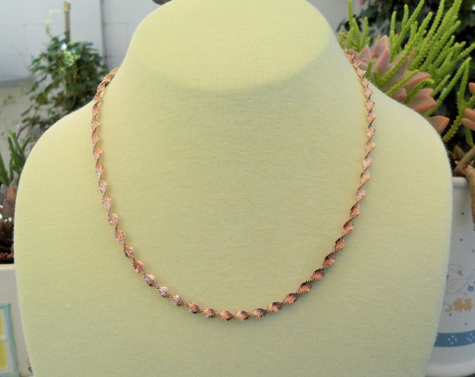 Stamped FAS 925 ITALY Sterling Silver 2 Tone 18" Twisted Chain