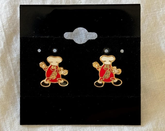 Vintage Red Jelly Belly Bean Candy Chef Hat Stud Earrings