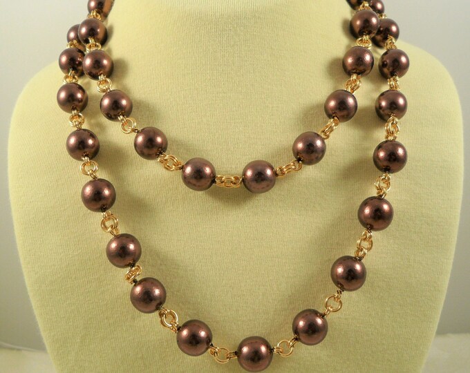Joan Rivers Classics Collection Gold Tone Brown Beads Toggle Clasp Necklace