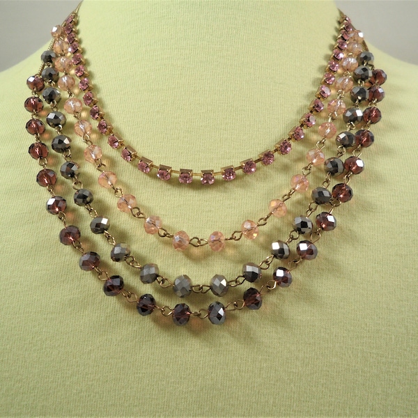 Ali-Khan New York Vintage Goldtone Multi Strand Beaded Necklace