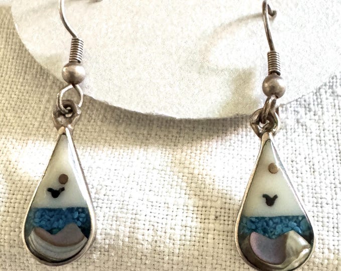 Sterling Silver Abalone Dangle Earrings