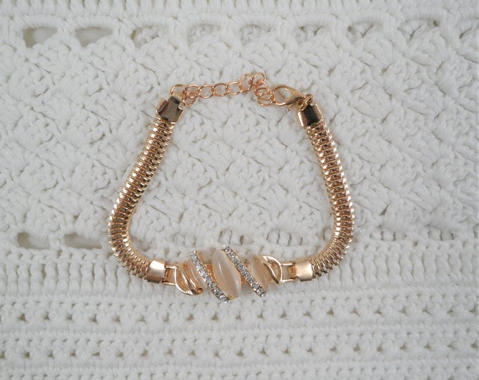 Beautiful Gold Tone Clear Crystals Bracelet
