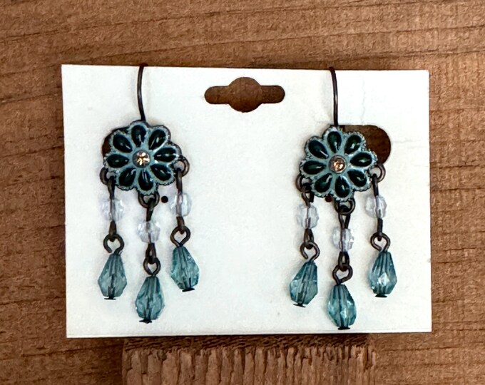 Chandelier Teal Color Leverback Earrings