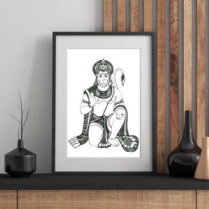 Hanuman Artwork Indian God | Hindu Spiritual Gifts and Wall Art | Lord Hanuman Mandala Wall Hanging | Hanuman Art Print + Home Decor Poster