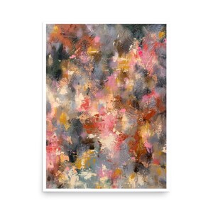 Summer Nights, Abstract Fine Art Print, Wall Art Print, Acrylic Painting, Art Inspired By Nature, Pink and Grey Art, Living Room Art
