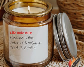 Custom Inspiring scented jar candle gift soy wax dye free fun novelty gift with Rule #10 quote candle saying for life long lasting 4oz & 9oz