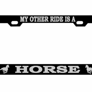 My other Ride is a Horse Style Metal License Plate Frame Personalise/Car Accessories Car Tag Holder Cover