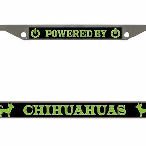 Powered by Chihuahuas Style Metal License Plate Frame Personalise/Car Accessories Car Tag Holder Cover