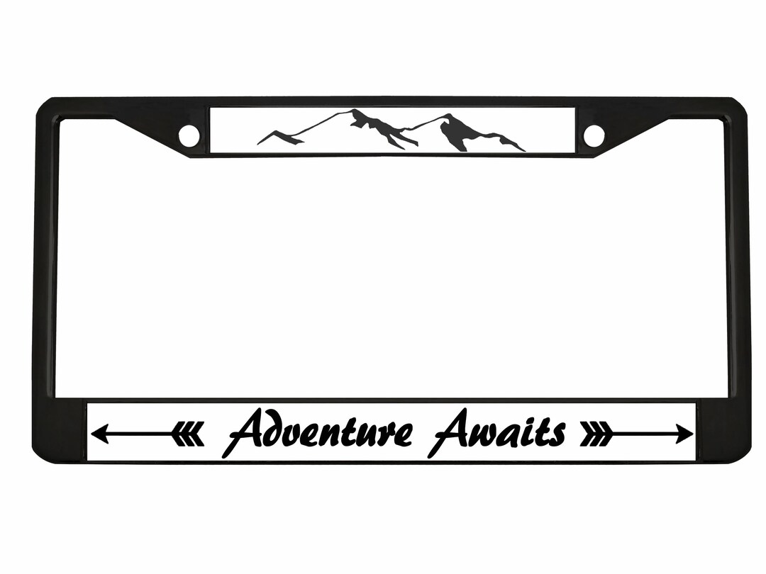 Adventure Awaits Mountains Design License Plate Frame Personalized ...