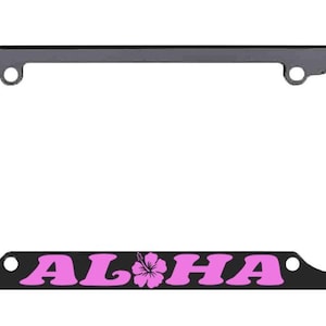 Aloha Hawaii Hibiscus Floral Flowers Design Palm Tree Metal License Plate Frame/Car Accessories Car Tag Holder Cover